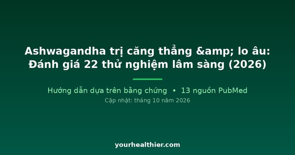 Ashwagandha trị căng thẳng & lo âu: Đánh giá 22 thử nghiệm lâm sàng (2026)