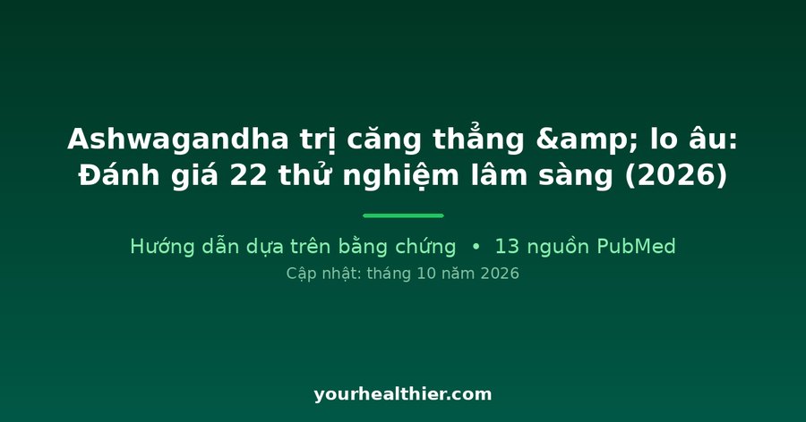 Ashwagandha trị căng thẳng & lo âu: Đánh giá 22 thử nghiệm lâm sàng (2026)