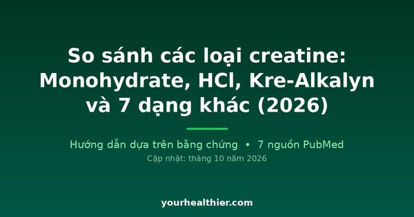 So sánh các loại creatine: Monohydrate, HCl, Kre-Alkalyn và 7 dạng khác (2026)